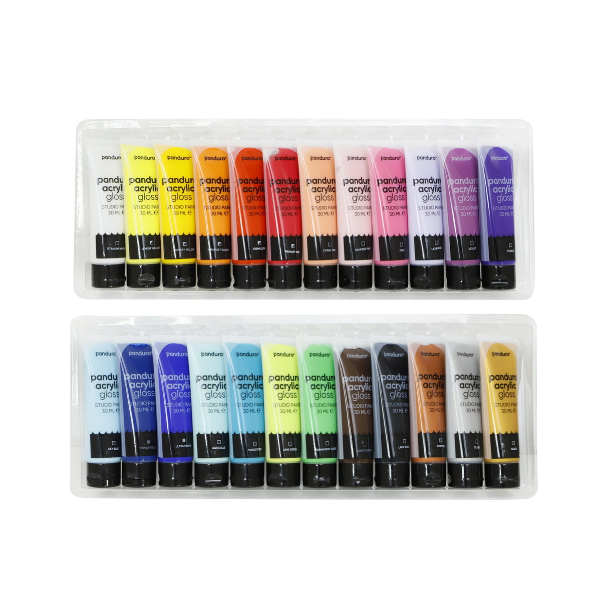 Panduro Acrylic Gloss Pearl – Set 5 Colori Acrilici Perlati Da 30 Ml – Bianco Perla, Rosa, Menta, Antracite, Lime