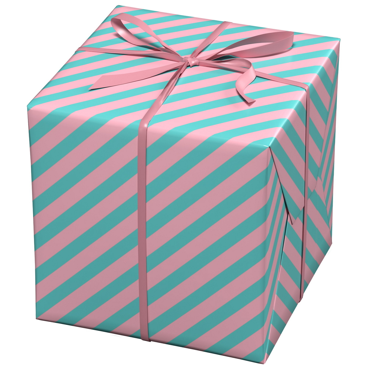 Presentpapper på rulle 10 m × 57 cm – rosa och turkosa ränder | Panduro