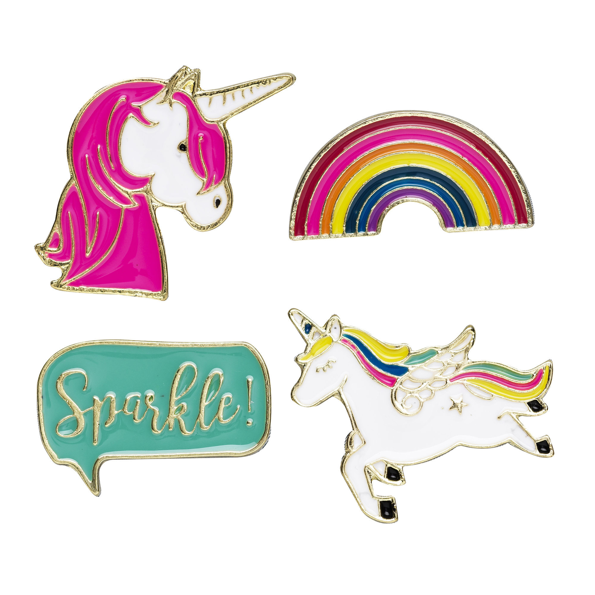 Pins unicorn m.fl. 4 st