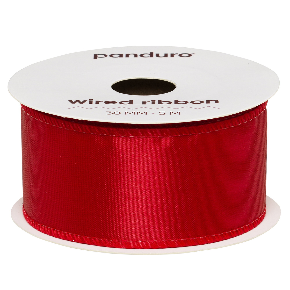 Mörkrött satinband med stålkant – 38 mm brett och 5 meter långt | Panduro