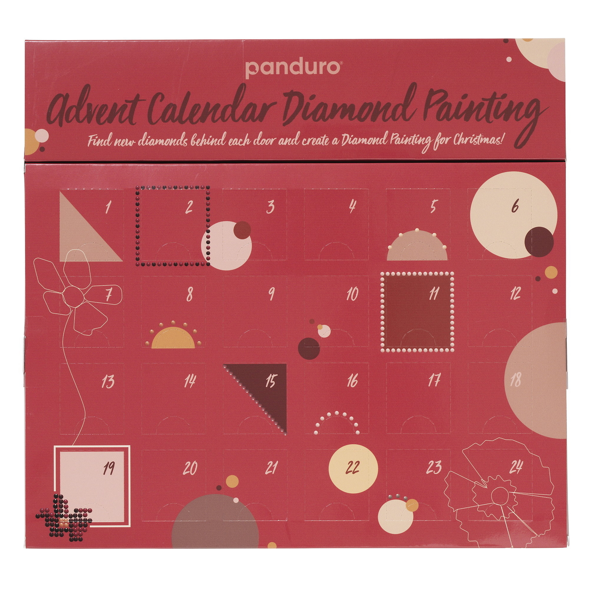 Diamond Painting adventskalender, 29,5×29,7 cm stort kransmotiv att