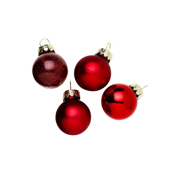 Mini julgranskulor Röd
