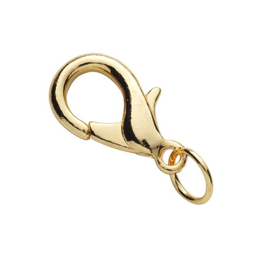 Smyckeslås karbin med ringögla – 18 mm, guldfärgade, 5 st. lås med ringöglor