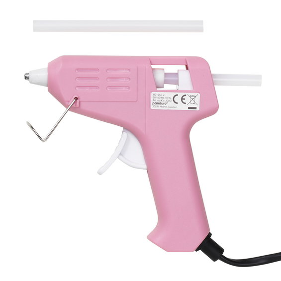 Limpistol Mini 7 mm rosa, 10 W, 175 cm ledningslængde. 2 limstave medfølger