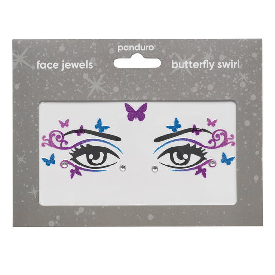 Face Jewels Butterfly Swirl – stickers & ansiktssmycke för utklädnad och maskerad