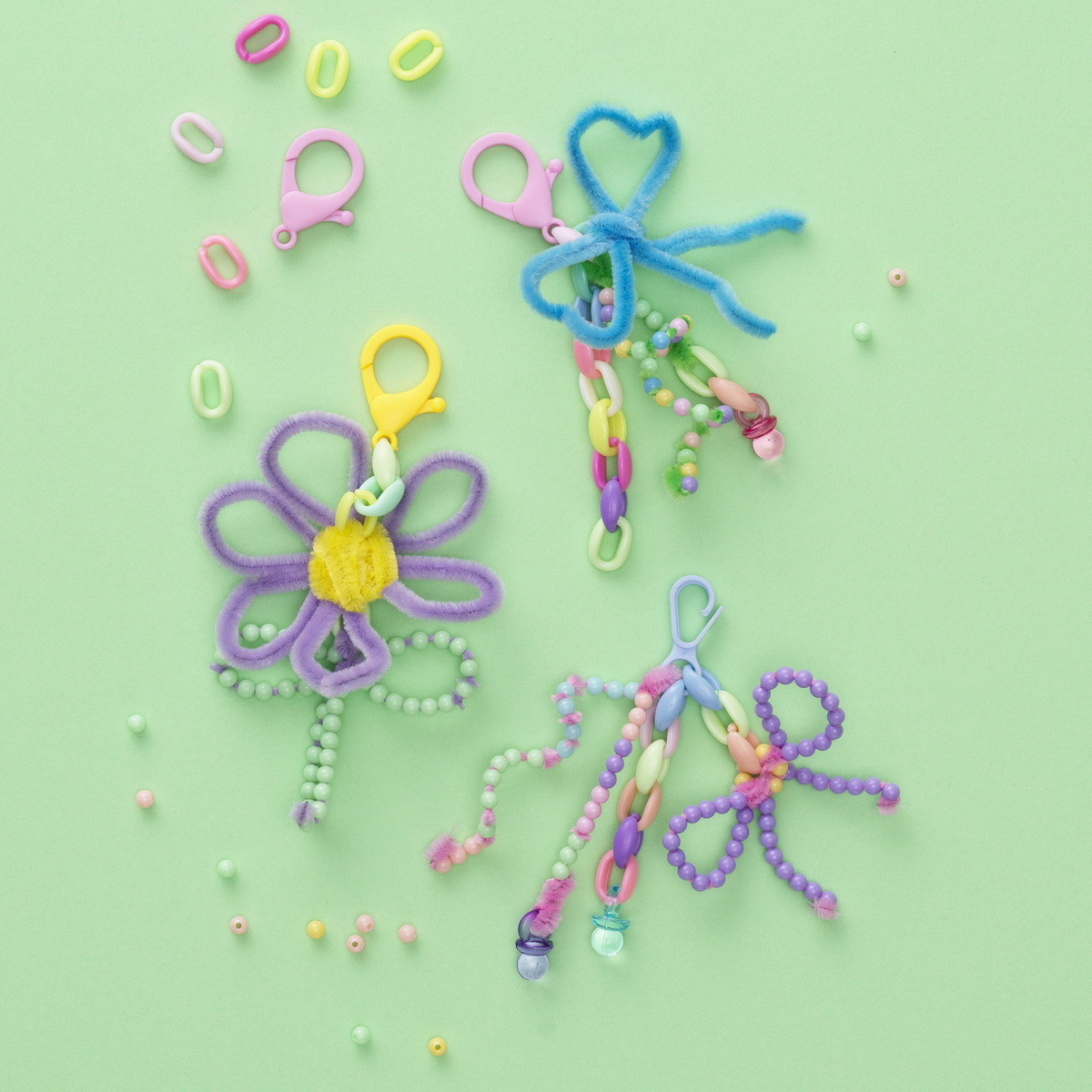 Pyssla färgglada nyckelringar