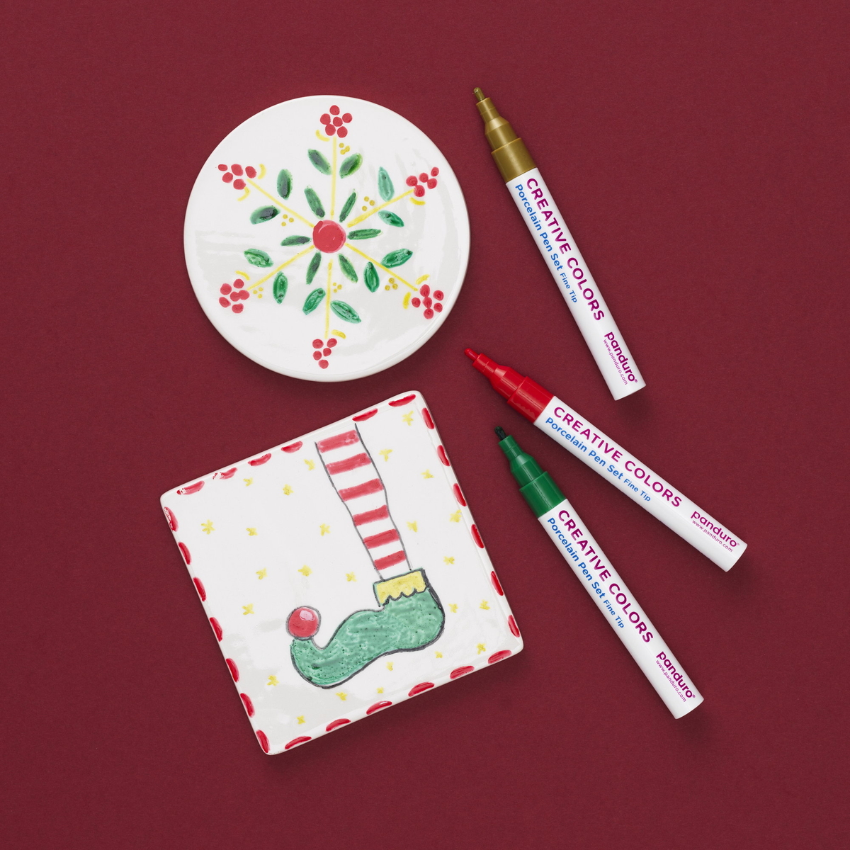 Måla glasunderlägg till jul