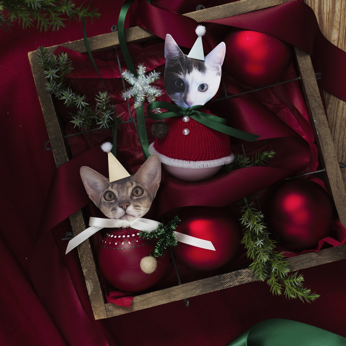 Pyssla julgranskulor med husdjur