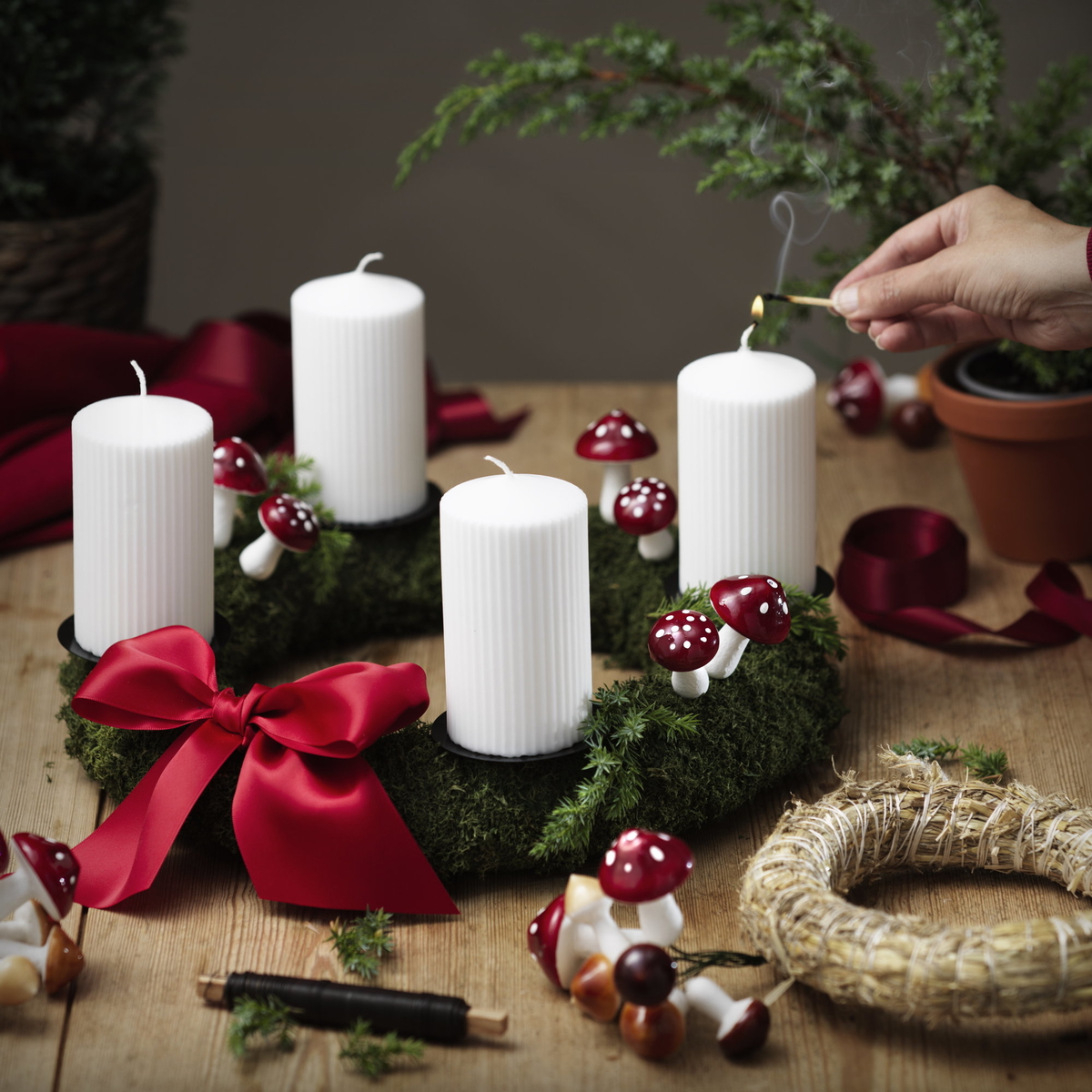 Gör en adventskrans med ljus