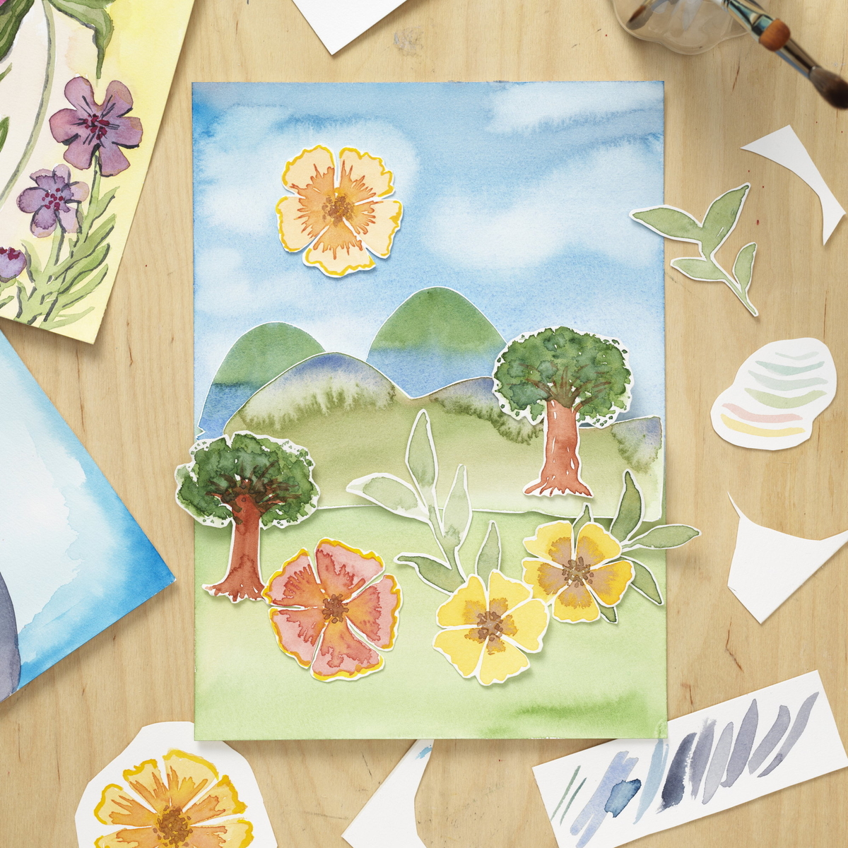 Måla akvarellcollage