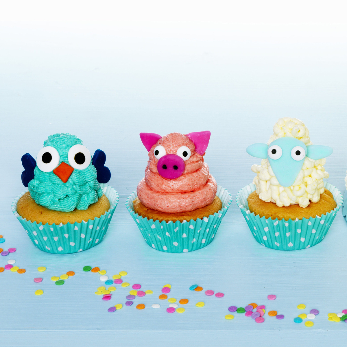Cupcakesdyr til børnefødselsdagen