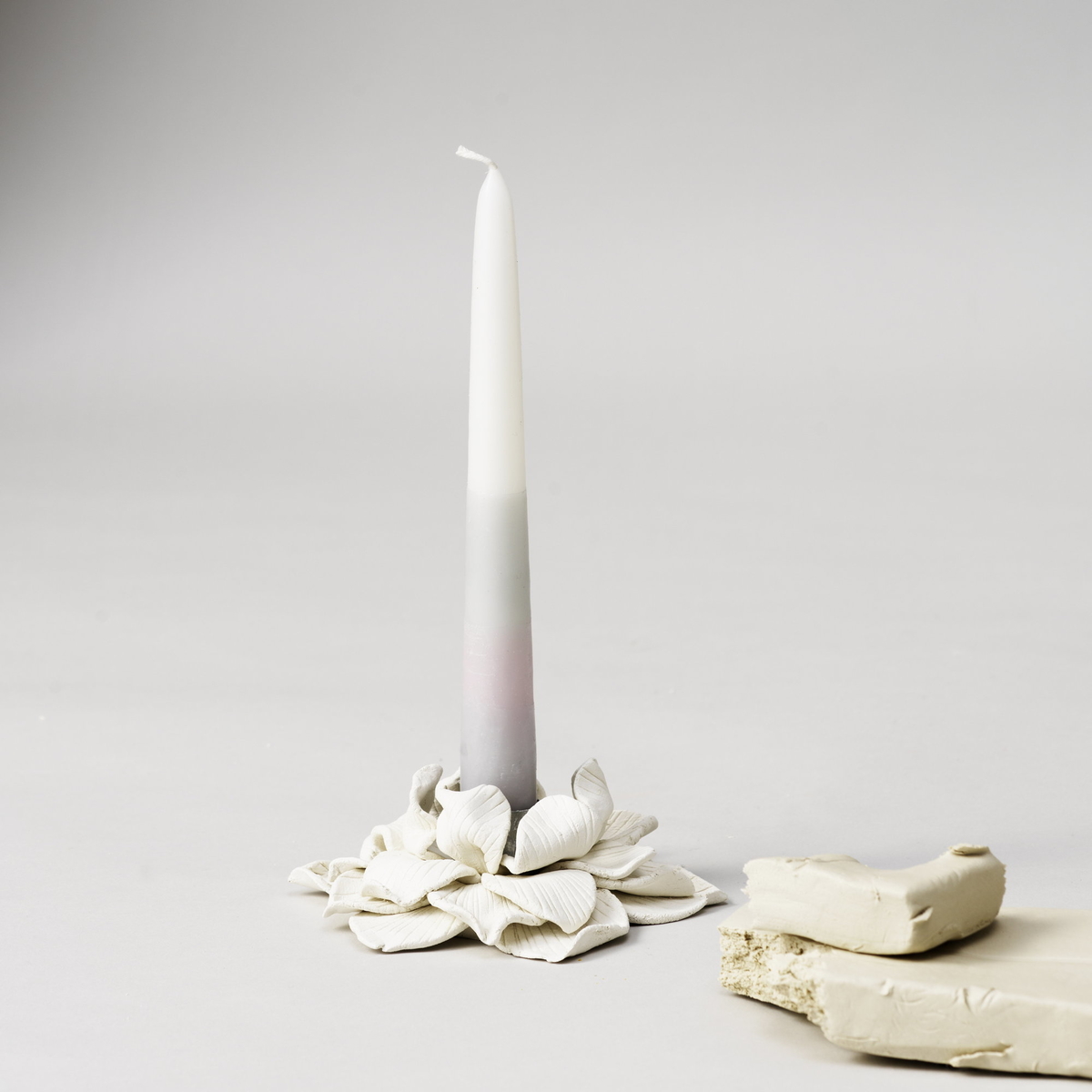 Make a floral clay candlestick