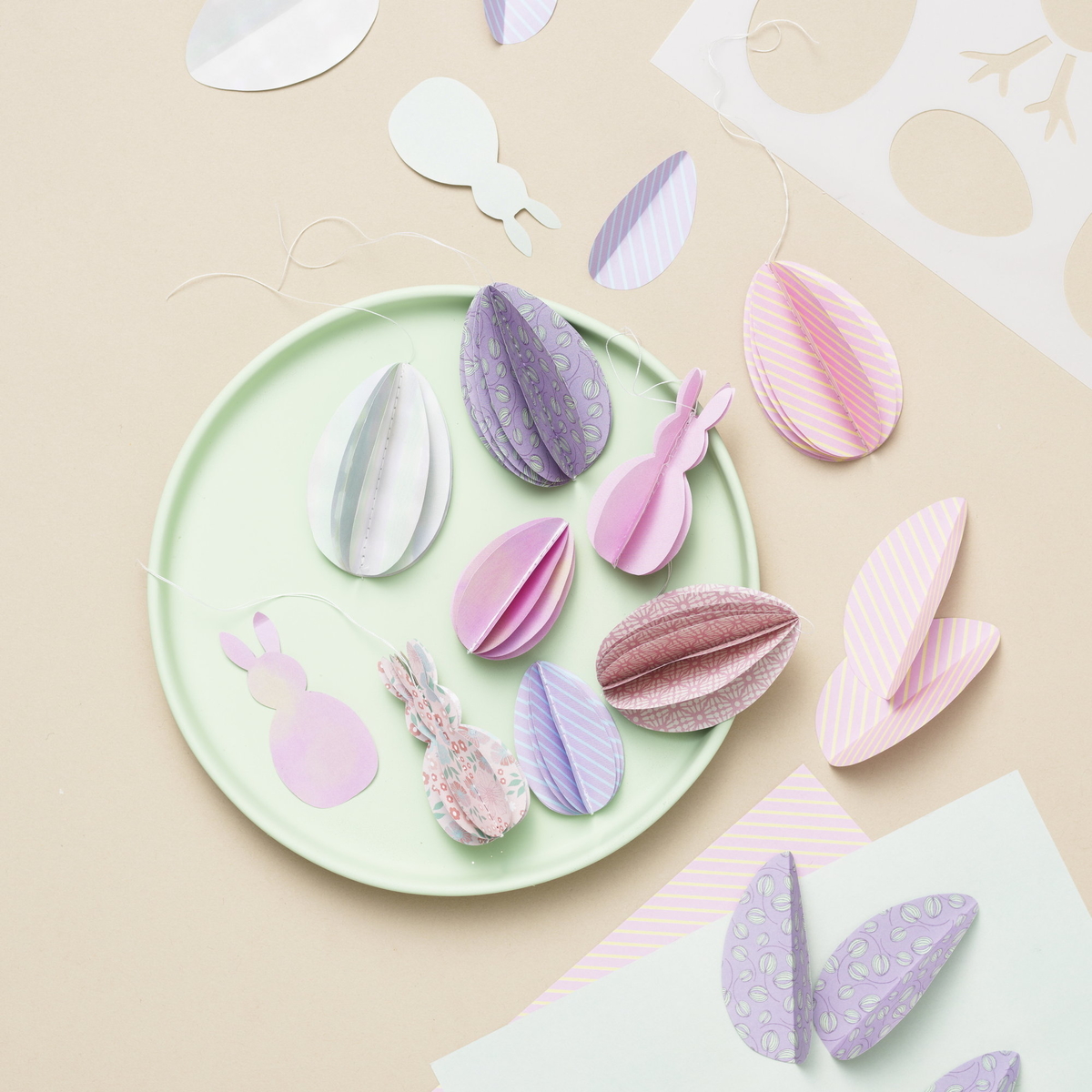 Cut out adorable paper Easter ornaments