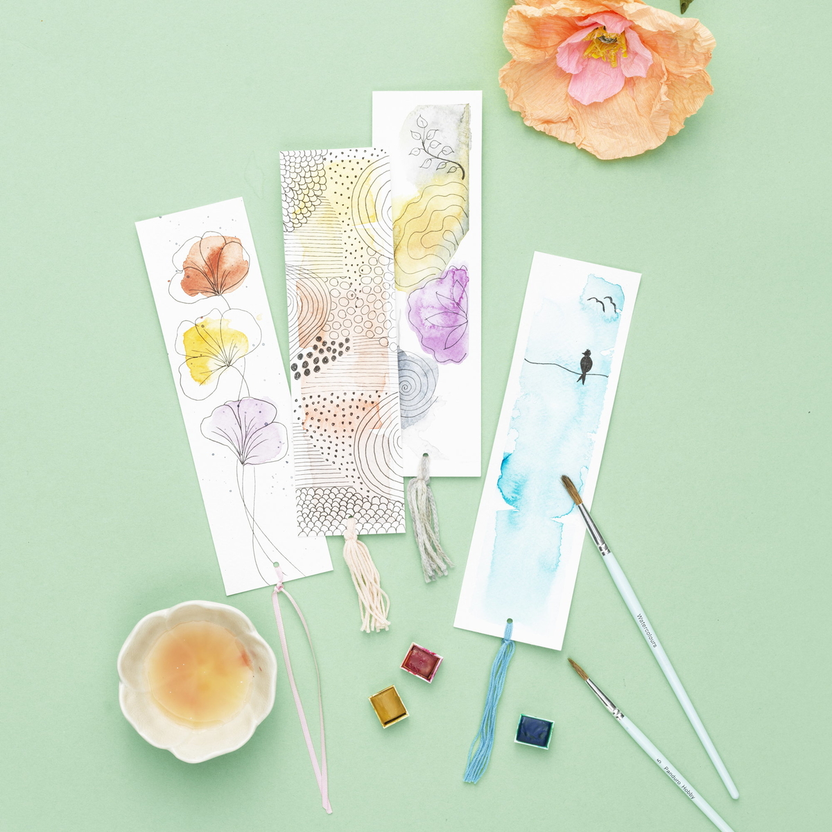 Make your own watercolour bookmarks