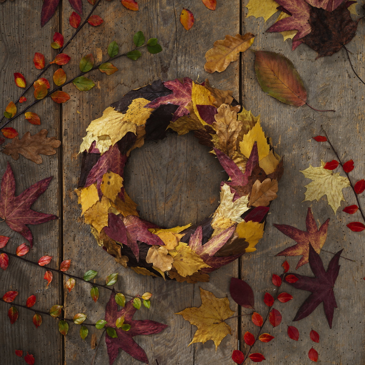 Gör en noventkrans av höstlöv